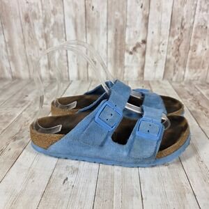 Birkenstock Arizona Sandals Women's Size 36 Blue‎ Suede Leather Comfort Slides
